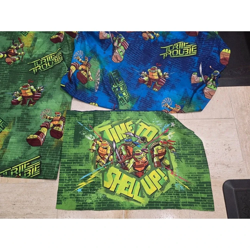 TMNT 3pc‎ Bedding Turtle Power Twin Flat Fitted 1 Pillowcase Polyester Kids Room